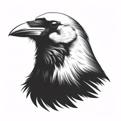 crow head against minimalist logo on white background awesome, professional, vector logo, simple, black and white
