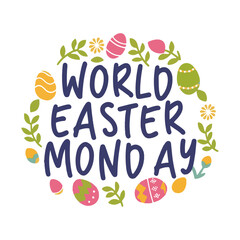 World_Easter_Monday_Font_Style_vector_illustration