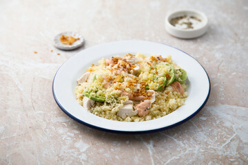 Couscous with chicken and avocado