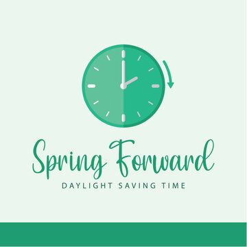 Daylight saving time, Spring forward. Clock vector illustration. Suitable for templets, web, social media, greeting cards etc