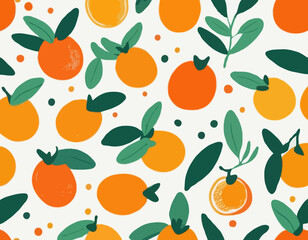 Hand drawn colorful set of kumquat 
