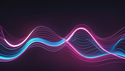 Flowing blue and pink wave line abstract background. Glowing neon light. Dynamic music equalize sound wave. Futuristic style. Music and energy in abstract background. Pulse power lines. 