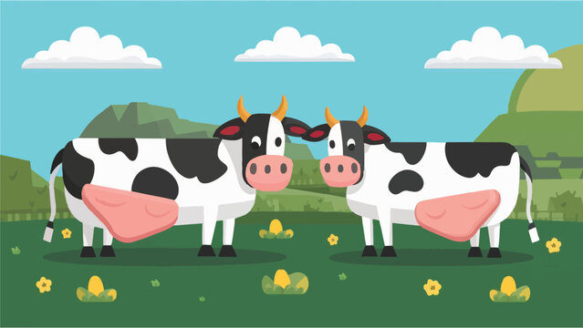 vector cows illustration flat design 