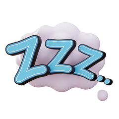 3D illustration of Zzz. sticker and slang