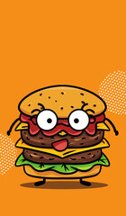 Original hand drawn cartoon delicious burger illustration poster material

