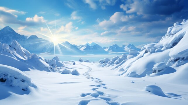 Pristine snow landscape, untouched, winter purity