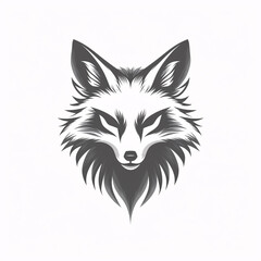 A minimalist, logo featuring a sleek and stylized fox head against a white background awesome, professional, vector logo, simple, black and white