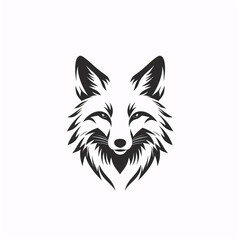 A minimalist, logo featuring a sleek and stylized fox head against a white background awesome, professional, vector logo, simple, black and white