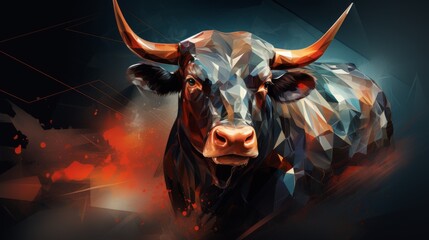 Striking digital creation of a bullish bull, a metaphor for economic upturn