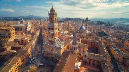 Fototapeta na wymiar Siena Italy Panorama Cathedral Tower View
