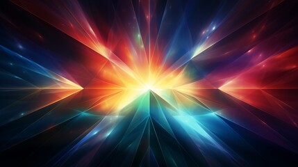 Sunburst through a prism, creating a spectrum of colors in a unique style