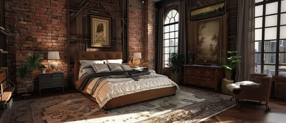 The interior design bedroom, modern, vintage.
