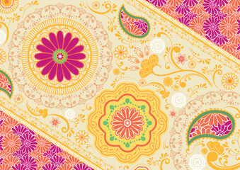 インド風 金色の万華鏡、美しい幾何学模様