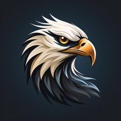 Fototapeta premium A minimalist, logo featuring a sleek and stylized hawk head against a white background awesome, professional, vector logo, simple, black and white