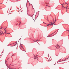Seamless floral pattern with pink peony flowers. Retro collage pattern. Contemporary print for wedding stationary, greetings, wallpapers, fashion, backgrounds, textures, DIY, wrappers, cards