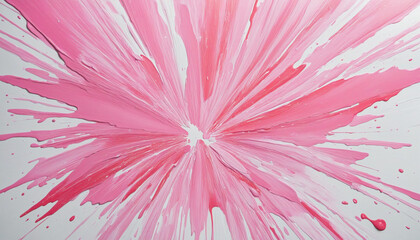 Pink abstract painting rays splash pink on white color
