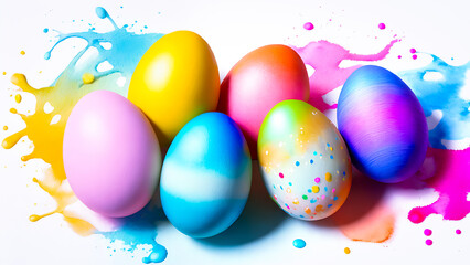 Fototapeta na wymiar multi-colored Easter eggs on a white background. Easter card