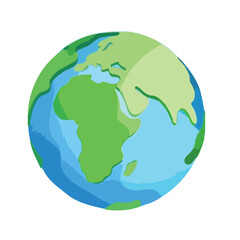 Green Earth globes isolated on white background. Flat planet Earth icon. Vector illustration.