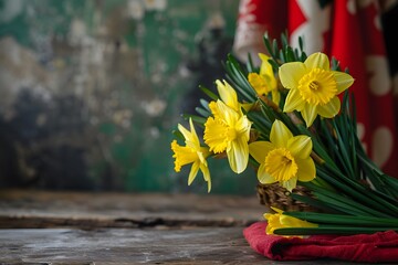 St. David's Day Symbols, Daffodils, Welsh Pride, Festive decorations