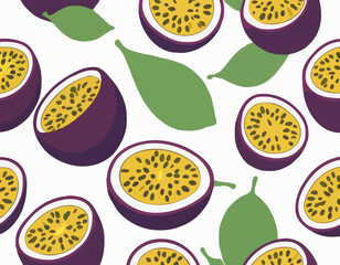 Bright vector illustration of fresh passion fruit isolated on white