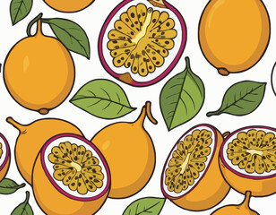 Bright vector illustration of fresh passion fruit isolated on white