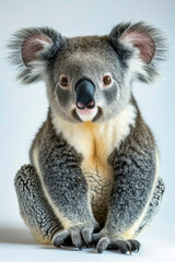 Close up of koala bear with its mouth open.