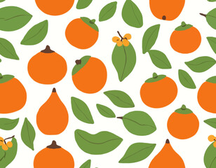  persimmon fruit. Isolated vector illustration of colourful fruit on transparent background.