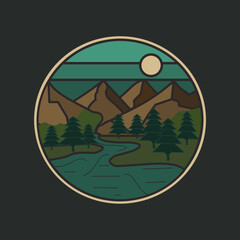 Fototapeta premium Night Mountain Emblem Design 