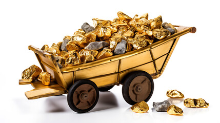 mining cart filled with gold nuggets