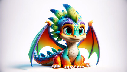 Cartoon 3D dragon. Isolated dragon