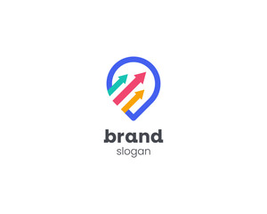 Creative colorful growing chart map pin logo