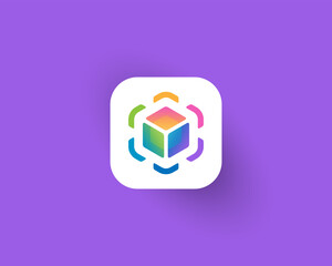 Colorful box connection logo gradient