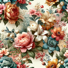 Colorful floral pattern. Floral Wallpaper. 