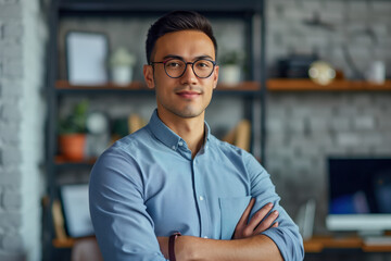 Fototapeta premium Portrait of a confident creative professional. Created with Generative AI technology.