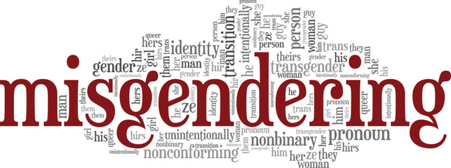 Misgendering word cloud conceptual design isolated on white background.