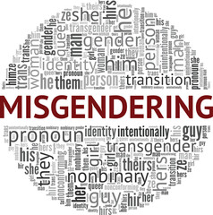 Misgendering word cloud conceptual design isolated on white background.