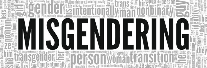 Misgendering word cloud conceptual design isolated on white background.
