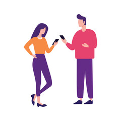 Boy and girl chatting on mobile