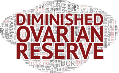 DOR Diminished Ovarian Reserve word cloud conceptual design isolated on white background.