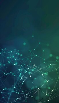Blue and green cyber nano data background with big data, ai, internet network, communication concept