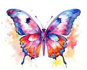 Watercolor colorful butterfly