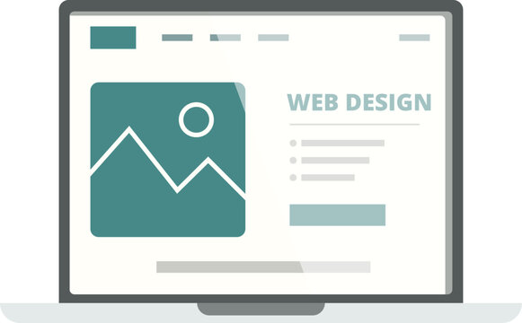 Laptop modern web design icon cartoon vector. View service product. Marketing site