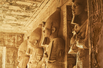Sculptures from The Great Temple of Ramesses II in Abu Simbel. Osiris pillars in the Hypostyle Hall of the Great Temple of Ramesses II - 752885553
