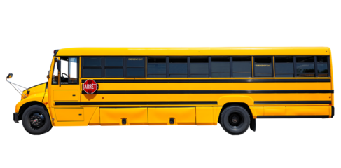 School bus waiting for children isolated on white
