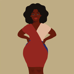 Stylish black woman in elegant art style vector