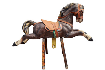 Fototapeta na wymiar Old wooden and vintage Carousel Horse
