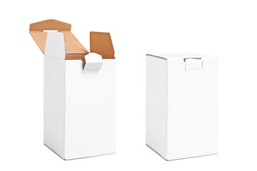 Real Vertical blank carton boxes opened and closed