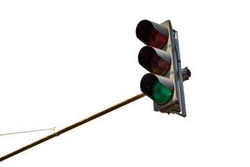 Green traffic light in the city isolated