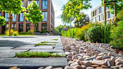 Serenity in Garden Pathways, Greenery Interspersed with Stones, The Art of Landscaping Crafted With Care