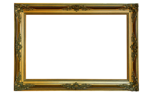 Ornamental wooden gold frame isolated with clipping path